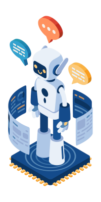 Isometric AI Chatbot or Robot on Computer Chip-Photoroom